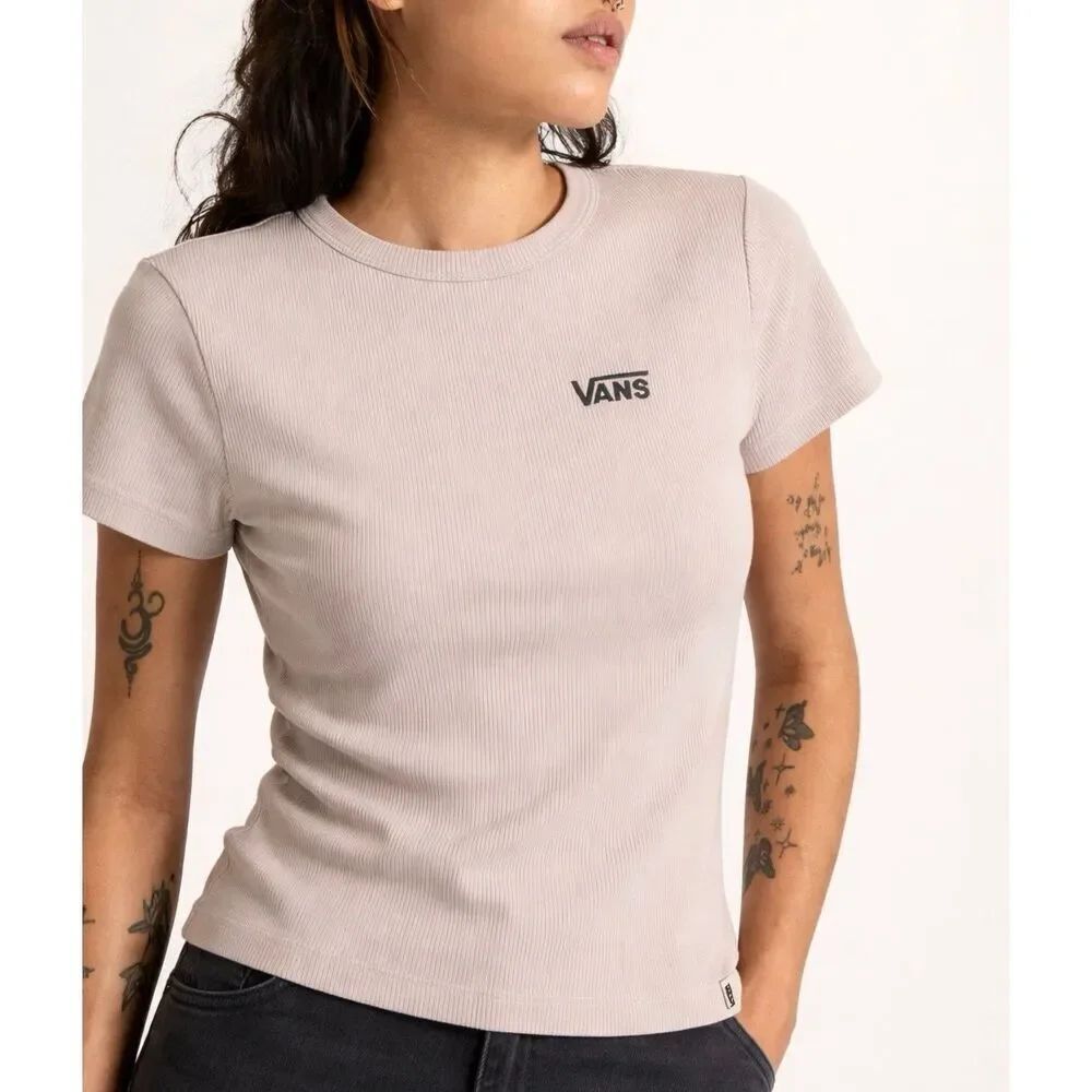 Vans light pink ribbed baby doll tshirt xL